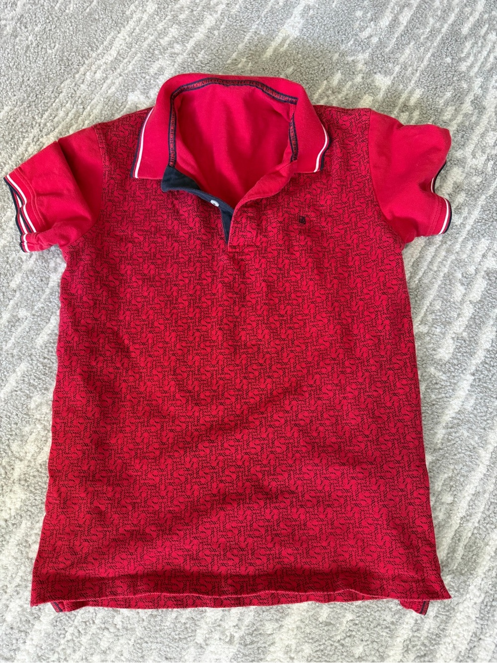 Carolina Herrera Red' Patterned Polo with Navy Trim